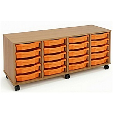 Tray Storage Unit - Mobile With 20 Shallow Plastic Trays