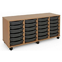 Tray Storage Unit - Mobile With 24 Shallow Plastic Trays