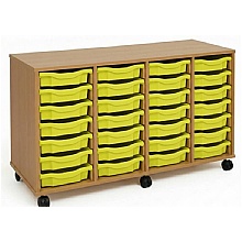 Tray Storage Unit - Mobile With 28 Shallow Plastic Trays