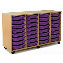 Tray Storage Unit - Mobile With 32 Shallow Plastic Trays