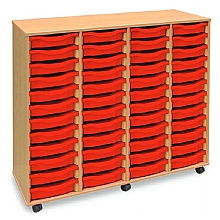 Tray Storage Unit - Mobile With 48 Shallow Plastic Trays