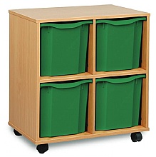 Tray Storage Unit - Mobile With 4 Jumbo Plastic Trays