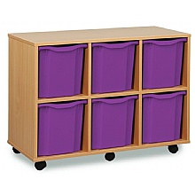 Tray Storage Unit - Mobile With 6 Jumbo Plastic Trays