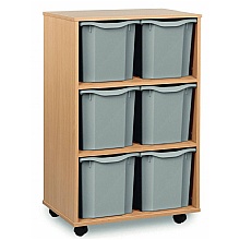 Tray Storage Unit - Mobile, Tall With 6 Jumbo Plastic Trays