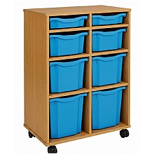 Tray Storage Unit - Mobile With 8 Mixed-Size Plastic Trays