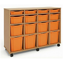 Tray Storage Unit - Tall & Mobile, 16 Mixed-Size Plastic Trays