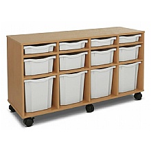 Tray Storage Unit with 12 Mixed Size Plastic Trays