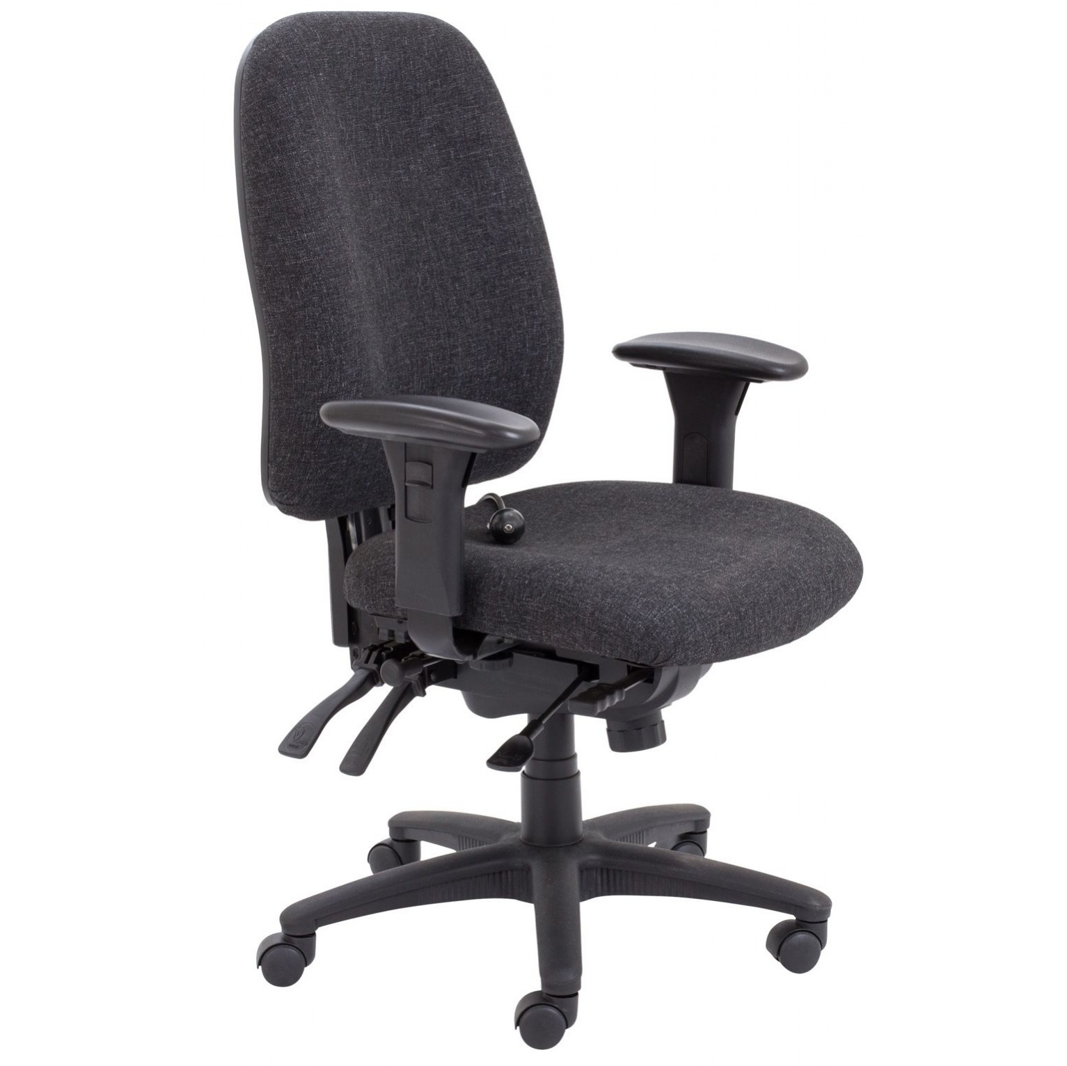 Ratchet Back Asynchro Mechanism Black Office Hippo Professional 24 High Back Office Chair 150 kg Weight Tolerance 2D Arms Fabric 